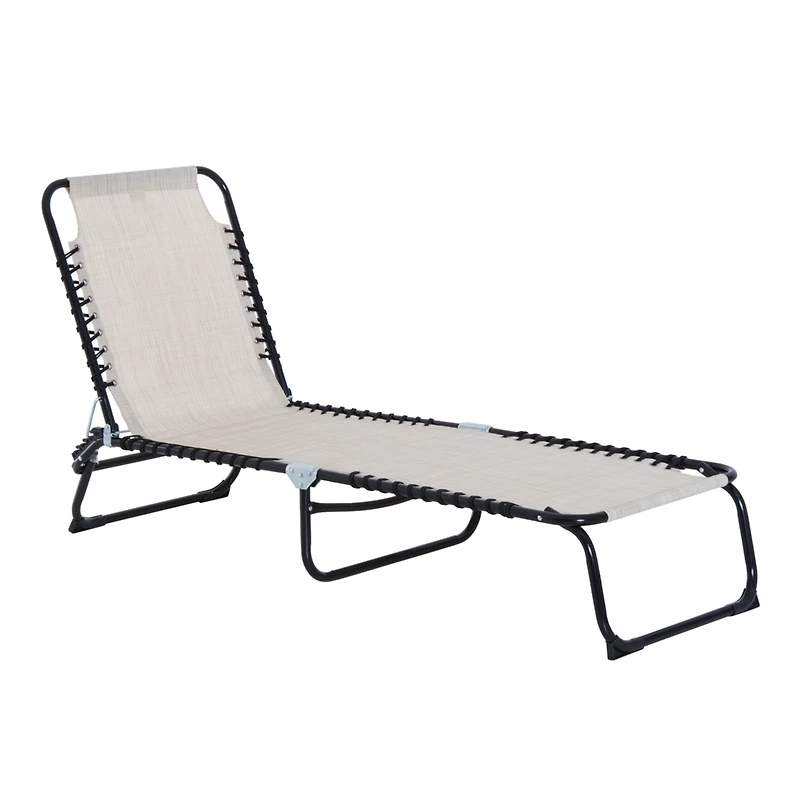Outsunny Outdoor Folding Chaise Lounge Chair Portable Lightweight Reclining Garden Sun Lounger with 4-Position Adjustable Backrest for Patio, Deck