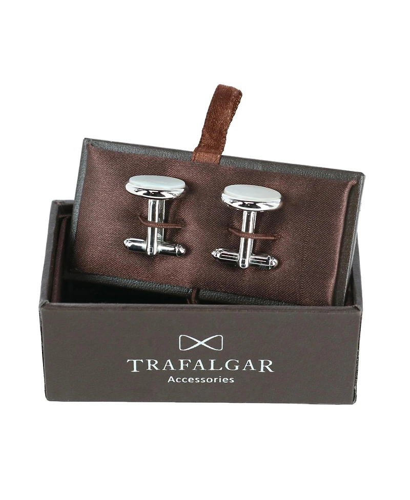 Trafalgar Sutton Round Mother of Pearl Rhodium Cufflinks