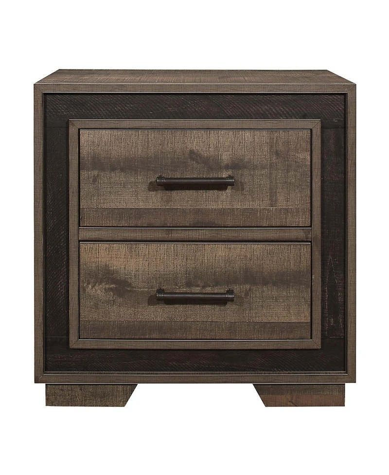 Simplie Fun Rustic Style 1 Piece Nightstand Two-Tone Finish Embossed Faux-Wood Bedside Table Bedroom Furniture