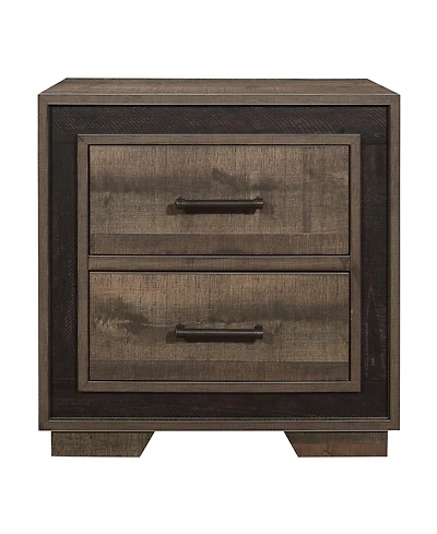 Simplie Fun Rustic Style 1 Piece Nightstand Two-Tone Finish Embossed Faux-Wood Bedside Table Bedroom Furniture