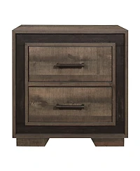 Simplie Fun Rustic Style 1 Piece Nightstand Two-Tone Finish Embossed Faux-Wood Bedside Table Bedroom Furniture