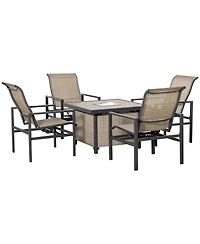 Outsunny 5 Piece Outdoor Dining Set, Ice Bucket Table, Rocking Chairs,
