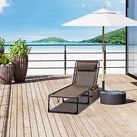 Outsunny Sun Lounger, Folding Chaise Recliner 5-Position Adjustable,