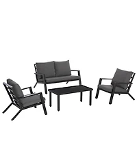 Outsunny 4pc Outdoor Furniture Set, Sofa, 2 Chairs, Table, Cushions,