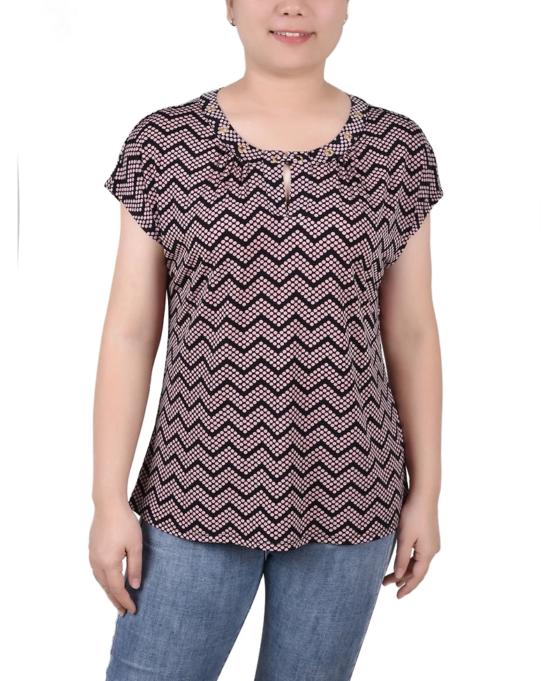 Ny Collection Women's Extended Sleeve Top with Grommets