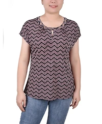 Ny Collection Women's Extended Sleeve Top with Grommets
