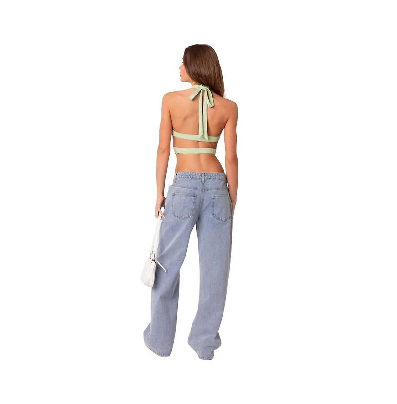 Cady tie front cut out top