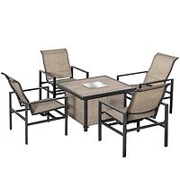 Outsunny 5 Piece Outdoor Dining Set, Ice Bucket Table, Rocking Chairs,