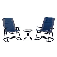 Outsunny 3PC Folding Outdoor Furniture Set, Rocking Chairs, Table