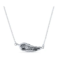 Bling Jewelry Native American Bohemian Feather Leaf Pendant Necklace in Sterling Silver