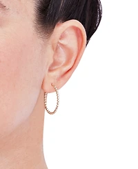 Polished Beaded Tube Small Hoop Earrings in 10k Gold, 25mm