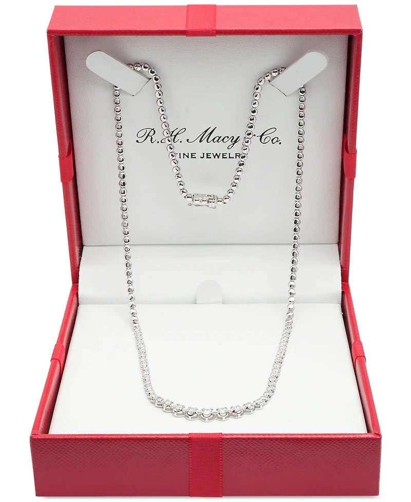 Diamond Graduated 17" Tennis Necklace (1 ct. tw) in 14k White Gold or 14k Yellow Gold, Created for Macy's