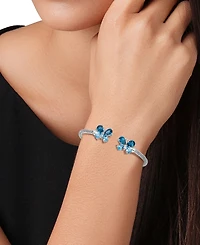 London Blue Topaz (3-1/5 ct. t.w.) & White Zircon (1/4 Butterfly Mesh Cuff Bracelet (2-3/8 Sterling Silver (Also Amethyst)