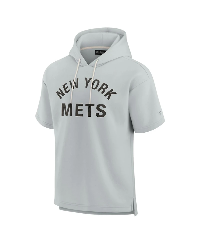 Men's and Women's Fanatics Signature Gray New York Mets Super Soft Fleece Short Sleeve Hoodie