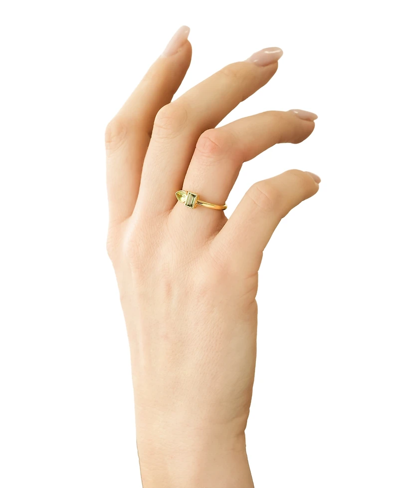 Audrey by Aurate Peridot (3/8 ct. t.w.) & Green Tourmaline Ring (1/3 ct. t.w.) Bezel Ring in Gold Vermeil, (Also available in Morganite & Pink Topaz)