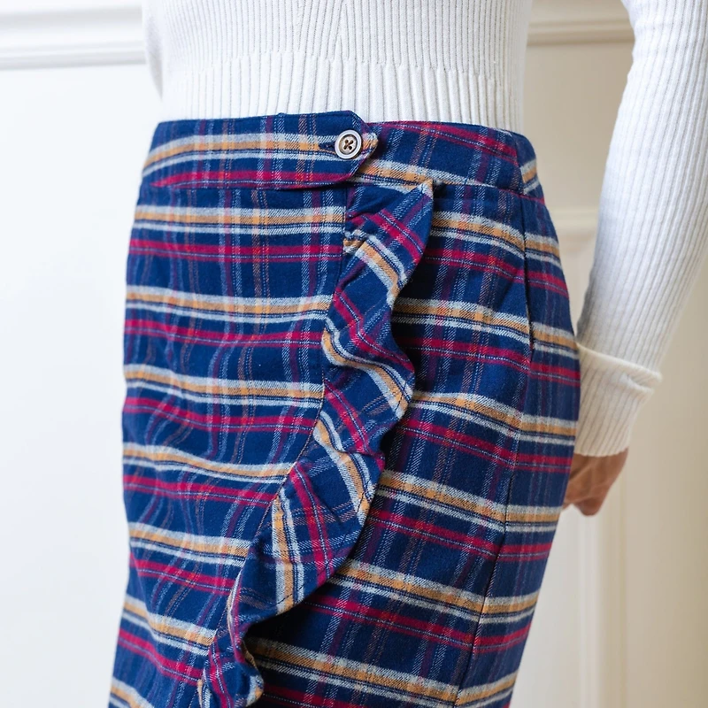 Hope & Henry Women's Flannel Ruffle Skirt