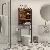 Over-The-Toilet Storage Cabinet Bathroom Organizer w/ Sliding Barn Door