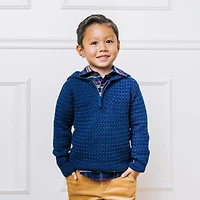Hope & Henry Boys Organic Long Sleeve Hooded Half Zip Sweater