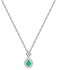 2-Pc. Set Sapphire (1 ct. t.w.) & Diamond (1/20 Halo Pendant Necklace Matching Drop Earrings Sterling Silver (Also Ruby, Emerald,