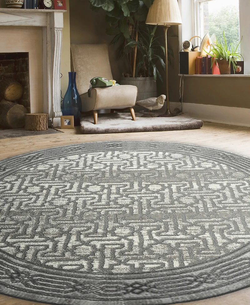 Closeout! Km Home Davide 1231 7'10" x 7'10" Round Area Rug