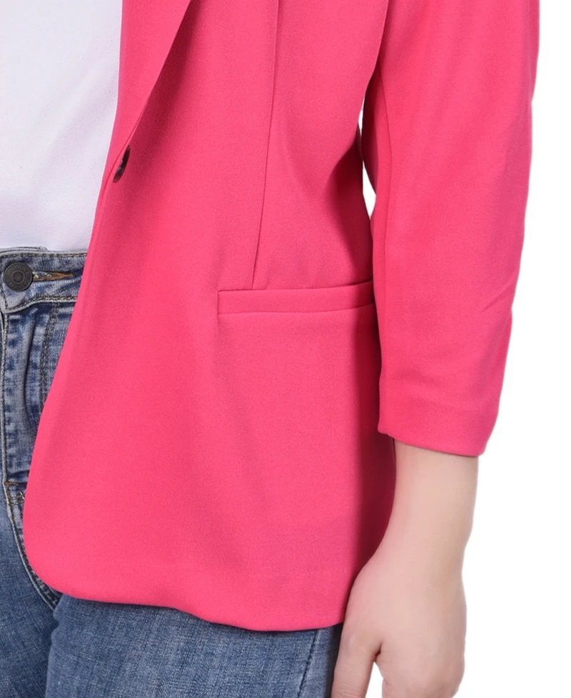 Ny Collection Women's 3/4 Sleeve Scuba Crepe Jacket