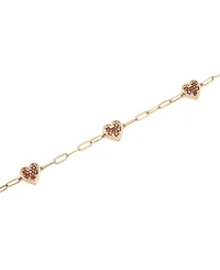 Garnet Heart Cluster Ankle Bracelet (3/4 ct. t.w.) in 14k Gold-Plated Sterling Silver
