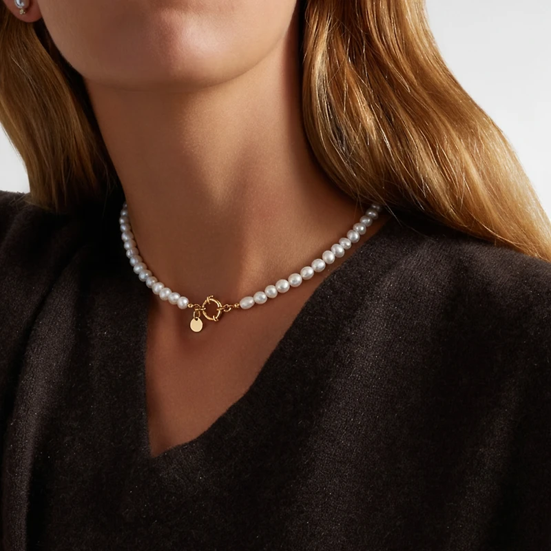 18K Silver Plated Freshwater Pearls Necklace For Bride