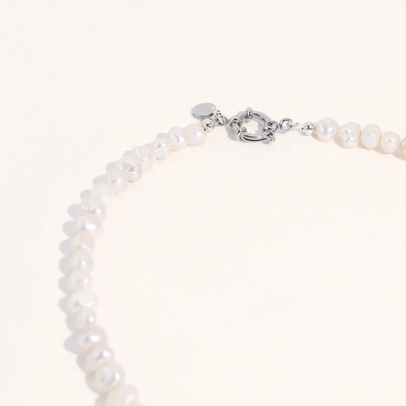 18K Silver Plated Freshwater Pearls -Jackie Essential Pearl Necklace S16" For Women