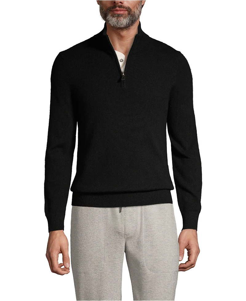Lands' End Men's Fine Gauge Cashmere Quarter Zip