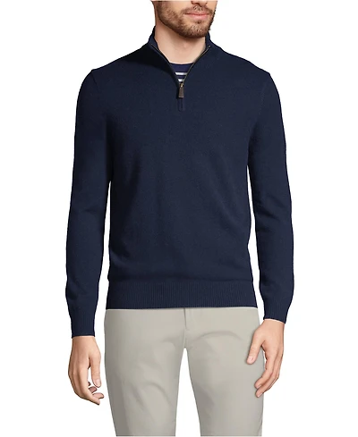 Lands' End Men's Fine Gauge Cashmere Quarter Zip Sweater