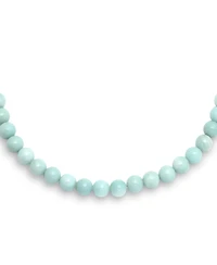 Bling Jewelry Natural Amazonite Light Aqua Blue Round Gem Stone 10MM Bead Strand Necklace Silver Plated Clasp