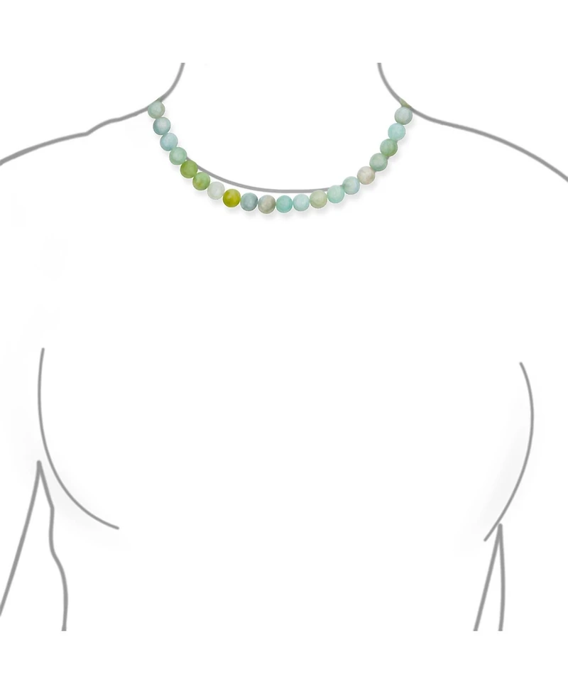 Bling Jewelry Plain Simple Light Green Aqua Multi Shades Natural Aquamarine Round 10MM Bead Strand Necklace Silver Plated Clasp