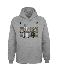 Big Boys Fanatics Heather Gray Vegas Golden Knights 2023 Stanley Cup Champions Locker Room Pullover Hoodie