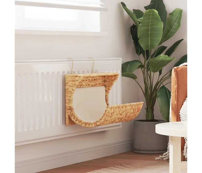 vidaXL Cat Bed with Cushion Water Hyacinth 14.6"x7.9"x7.9"