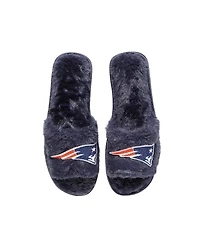 Women's Foco Navy New England Patriots Rhinestone Fuzzy Slippers