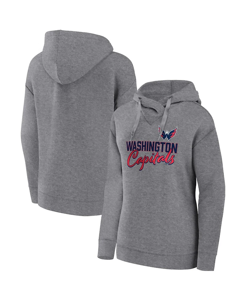 Women's Fanatics Heather Gray Washington Capitals Script Favorite Pullover Hoodie