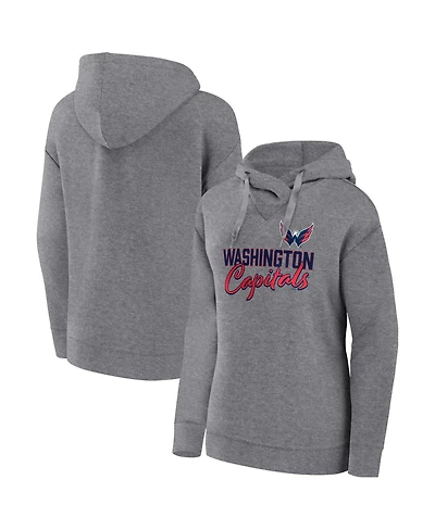 Women's Fanatics Heather Gray Washington Capitals Script Favorite Pullover Hoodie