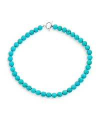 Bling Jewelry Blue Faceted Synthetic Stabilized Turquoise Round Gem Stone 10MM Bead Strand Necklace Silver Plated Clasp