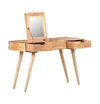 vidaXL Dressing Table with Mirror 44.1"x17.7"x29.9" Solid Acacia Wood