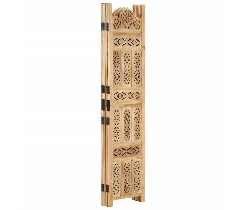 vidaXL Hand carved 4-Panel Room Divider 63"x65" Solid Mango Wood