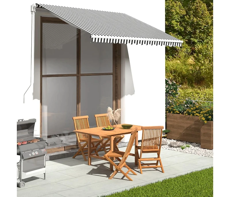 Replacement Fabric for Awning Anthracite and White 9.8'x8.2'