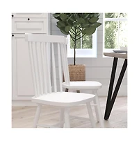 Torrin Set Of Two Premium Solid Wood Spindle Back Dining Chairs With Saddle Seats And Floor Protectant Felt Pads