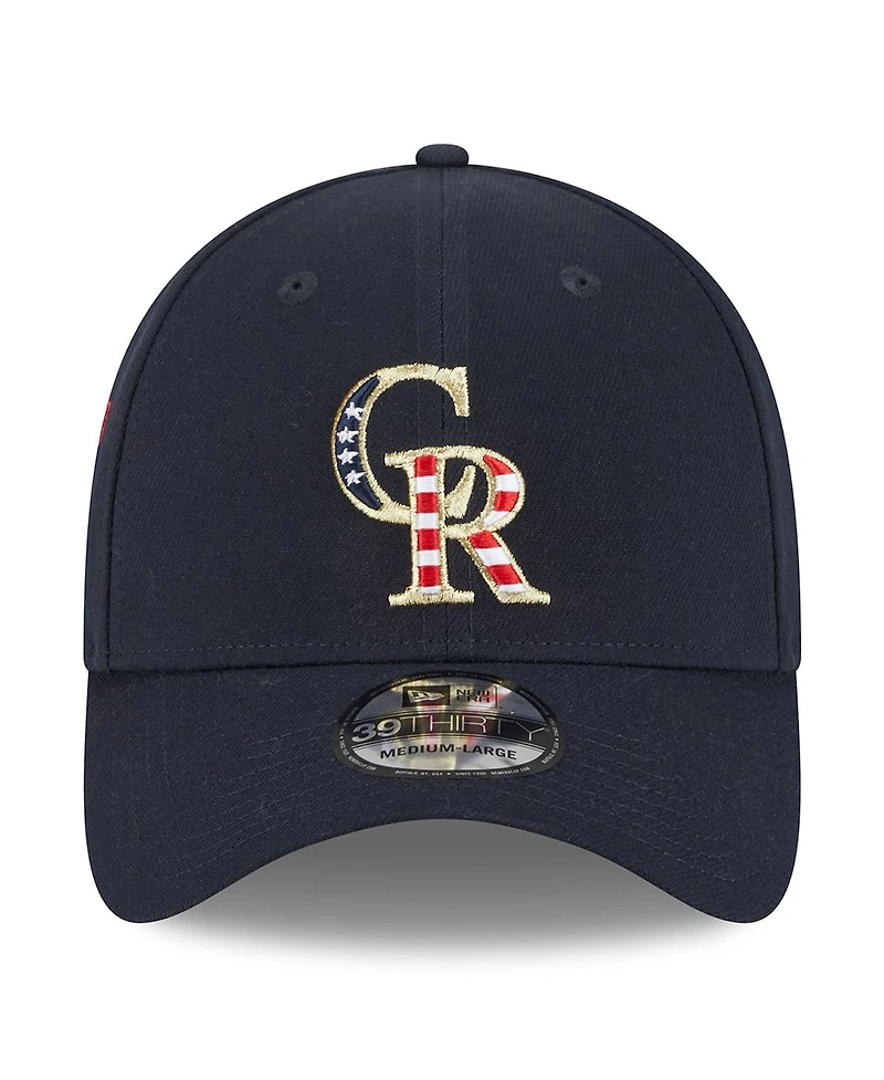 Men's New Era Navy Colorado Rockies 2023 Fourth of July 39THIRTY Flex Fit Hat