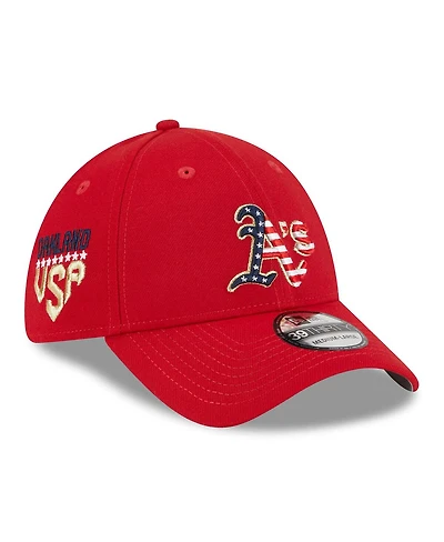 Men's New Era Red Oakland Athletics 2023 Fourth of July 39THIRTY Flex Fit Hat