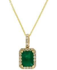 Effy Emerald (1-3/8 ct. t.w.) and Diamond (1/4 ct. t.w.) Pendant Necklace in 14k Gold or 14k White Gold, Created for Macy's