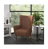Regal Traditional Wingback Accent Chair, Upholstery And Wooden Frame Legs