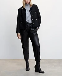 Mango Women's Leather-Effect Elastic Waist Trousers