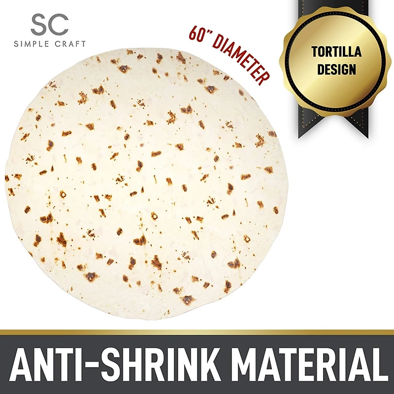Zulay Kitchen Tortilla Giant Tortilla Throw Blanket for Adults and Kids 60 inch