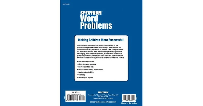 Word Problems, Grade 5 by Spectrum Compiler
