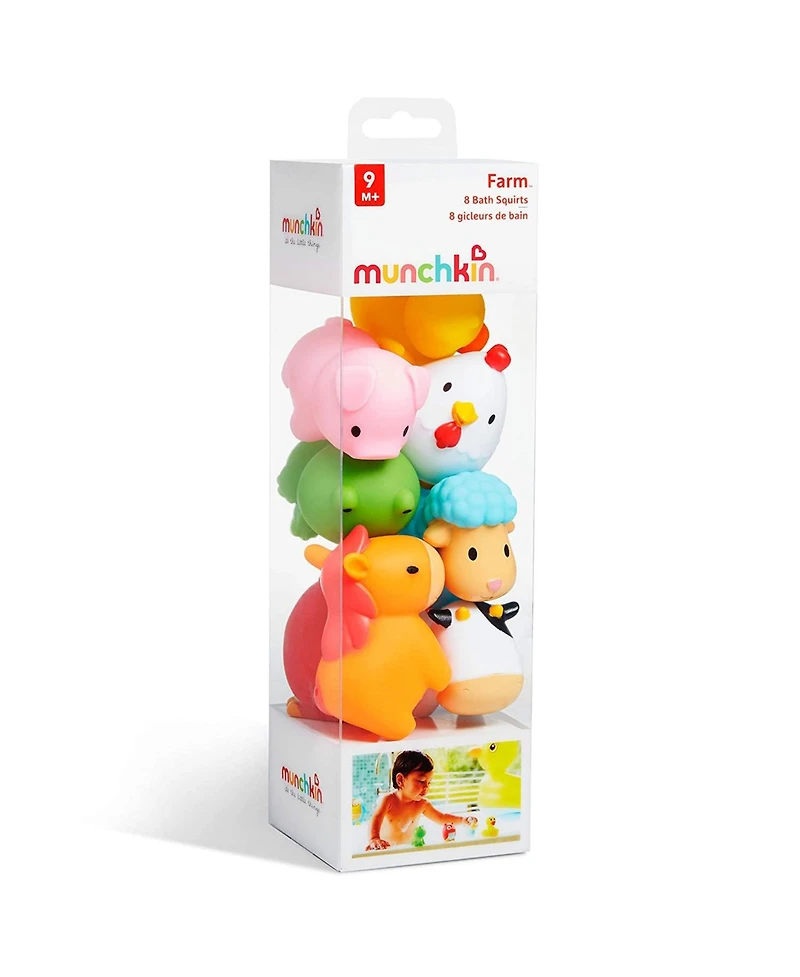 Munchkin Toddler Farm Animal Squirts Baby Bath Toy, 8 Pack